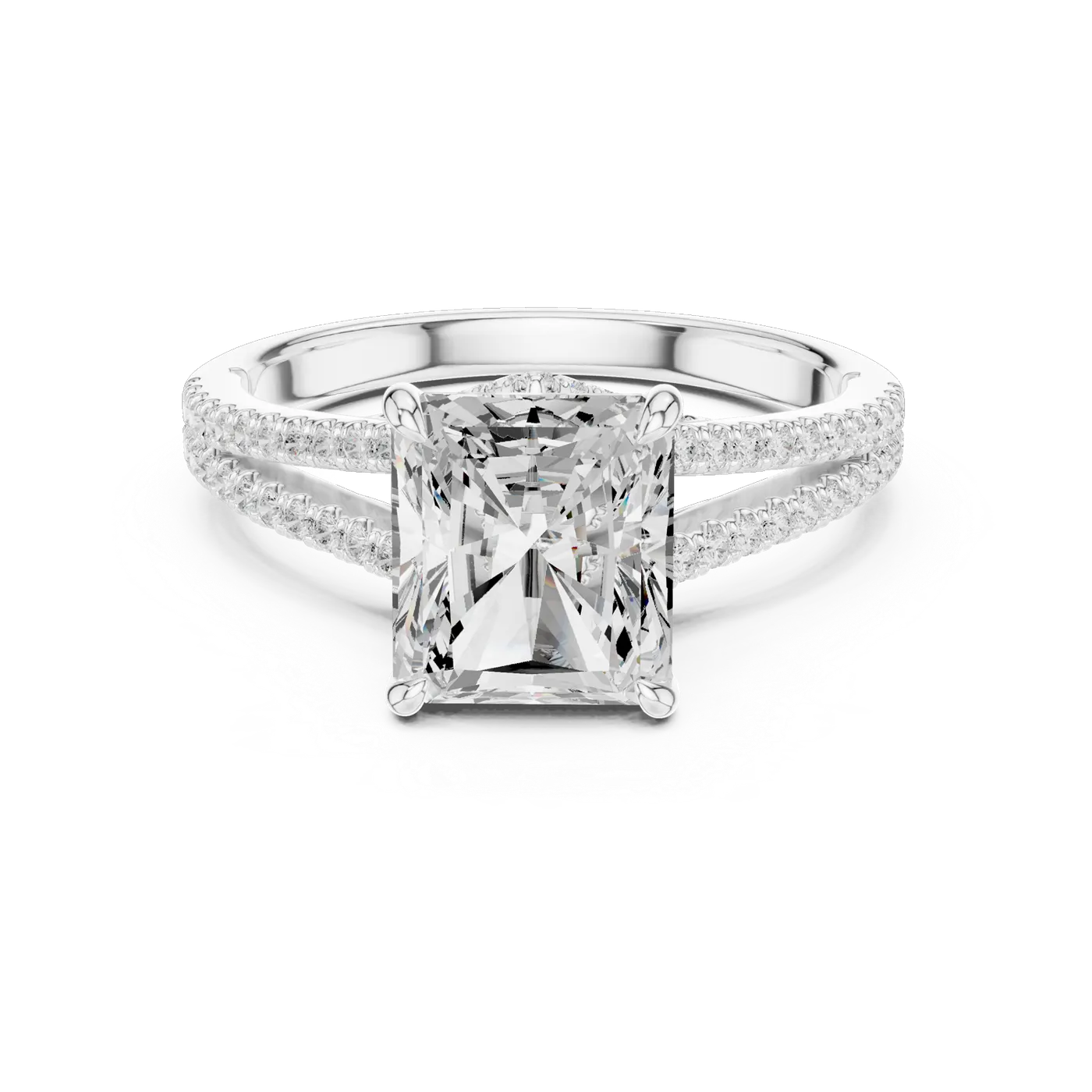 Bague de fiançailles Pivoine 5,86 ct en or blanc 18 carats, diamant coussin, vue 4
