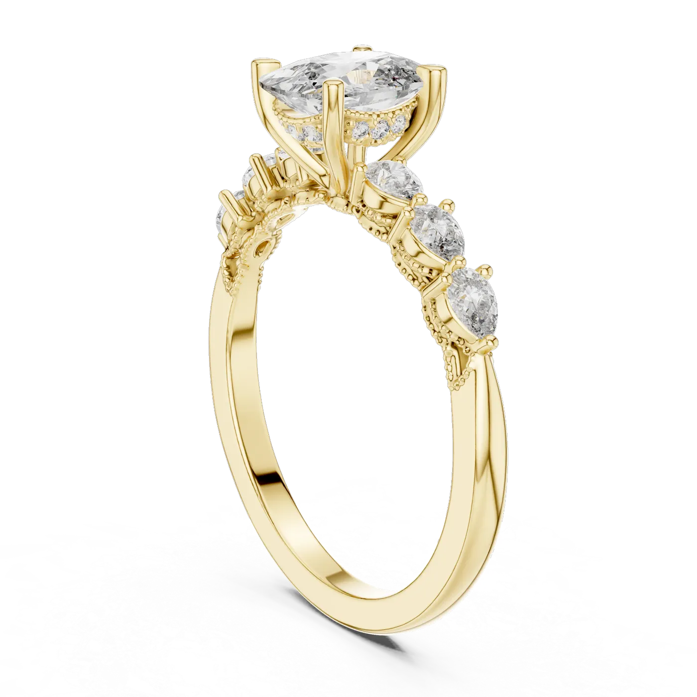 Bague de fiançailles Pivoine 1,06 ct en or jaune 18 carats, diamant coussin, vue 1
