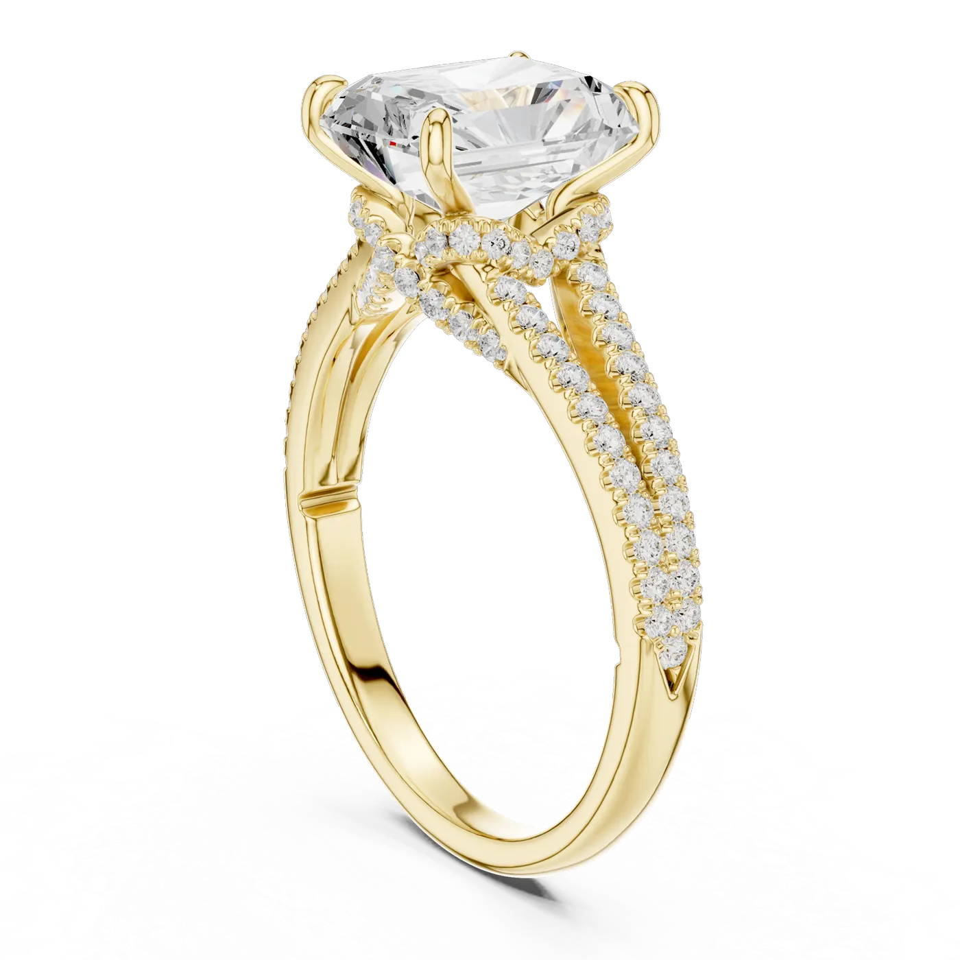Bague de fiançailles Pivoine 5,86 ct en or jaune 18 carats, diamant coussin, vue 1