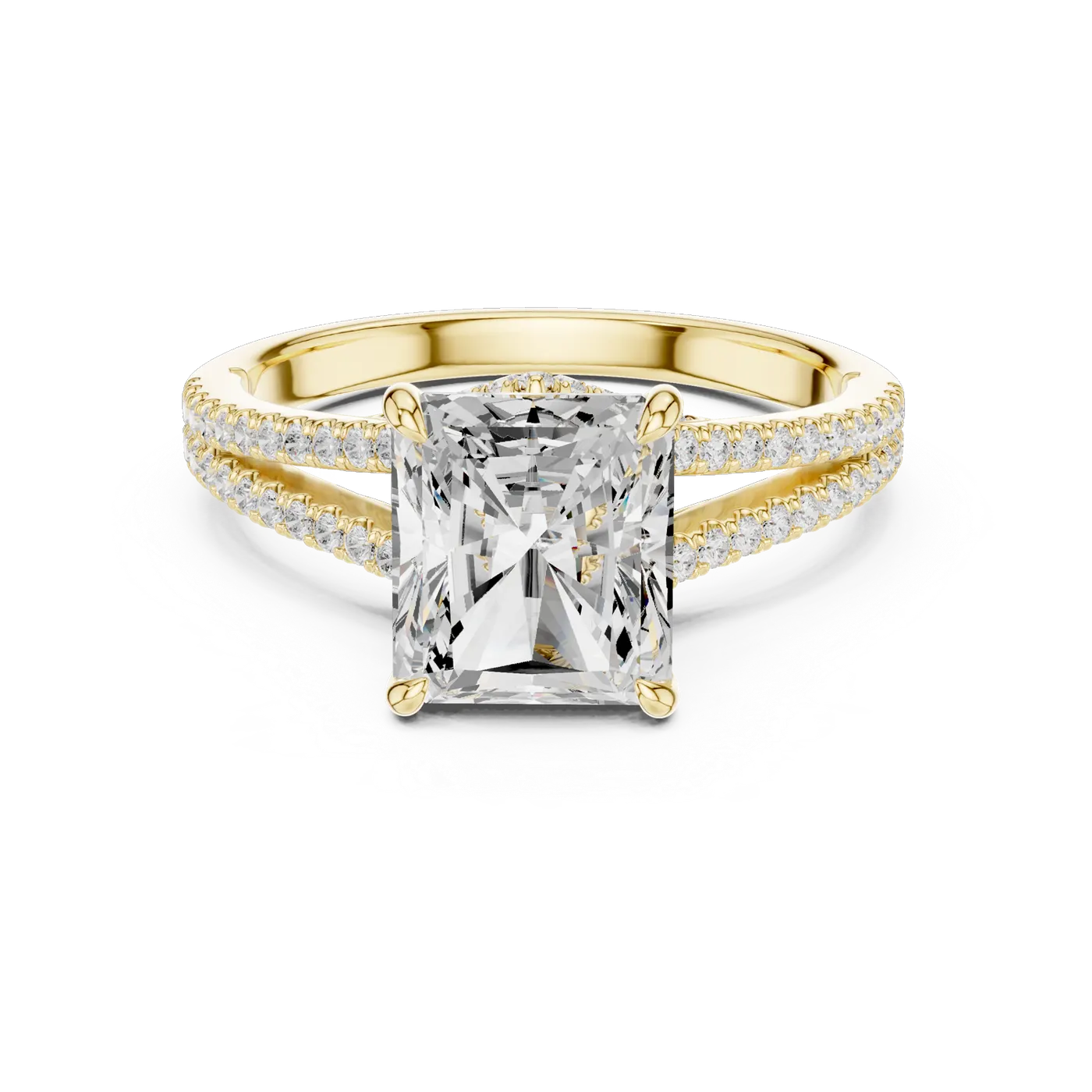 Bague de fiançailles Pivoine 5,86 ct en or jaune 18 carats, diamant coussin, vue 4