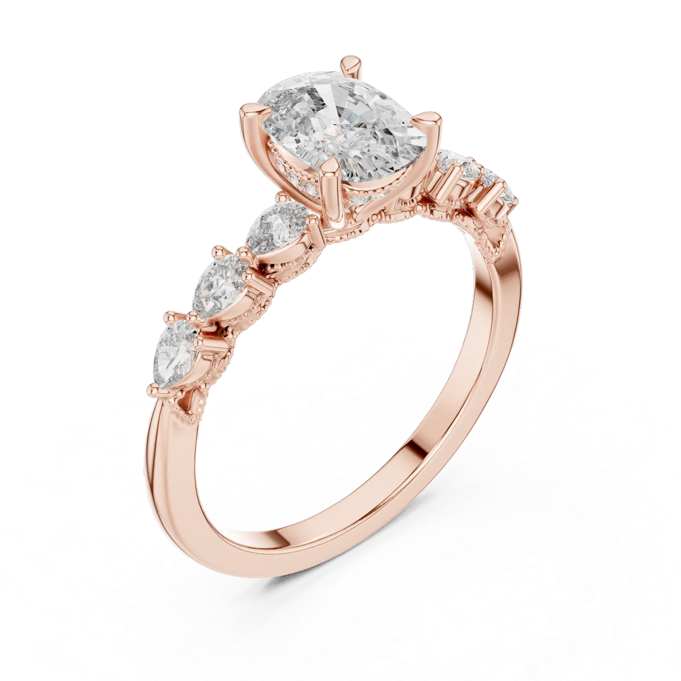 Bague de fiançailles Pivoine 1,06 ct en or rose 18 carats, diamant coussin, vue 2