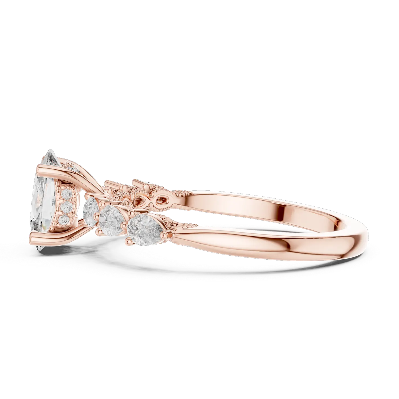 Bague de fiançailles Pivoine 1,06 ct en or rose 18 carats, diamant coussin, vue 3