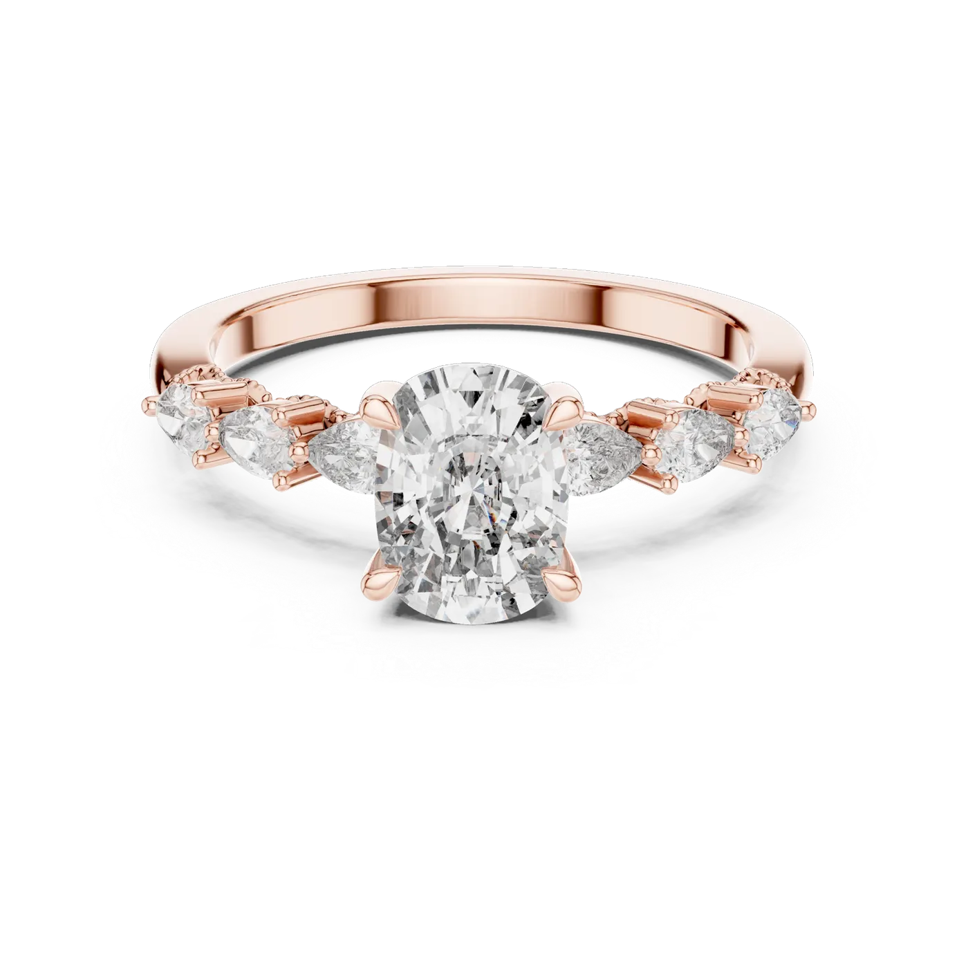 Bague de fiançailles Pivoine 1,06 ct en or rose 18 carats, diamant coussin, vue 4
