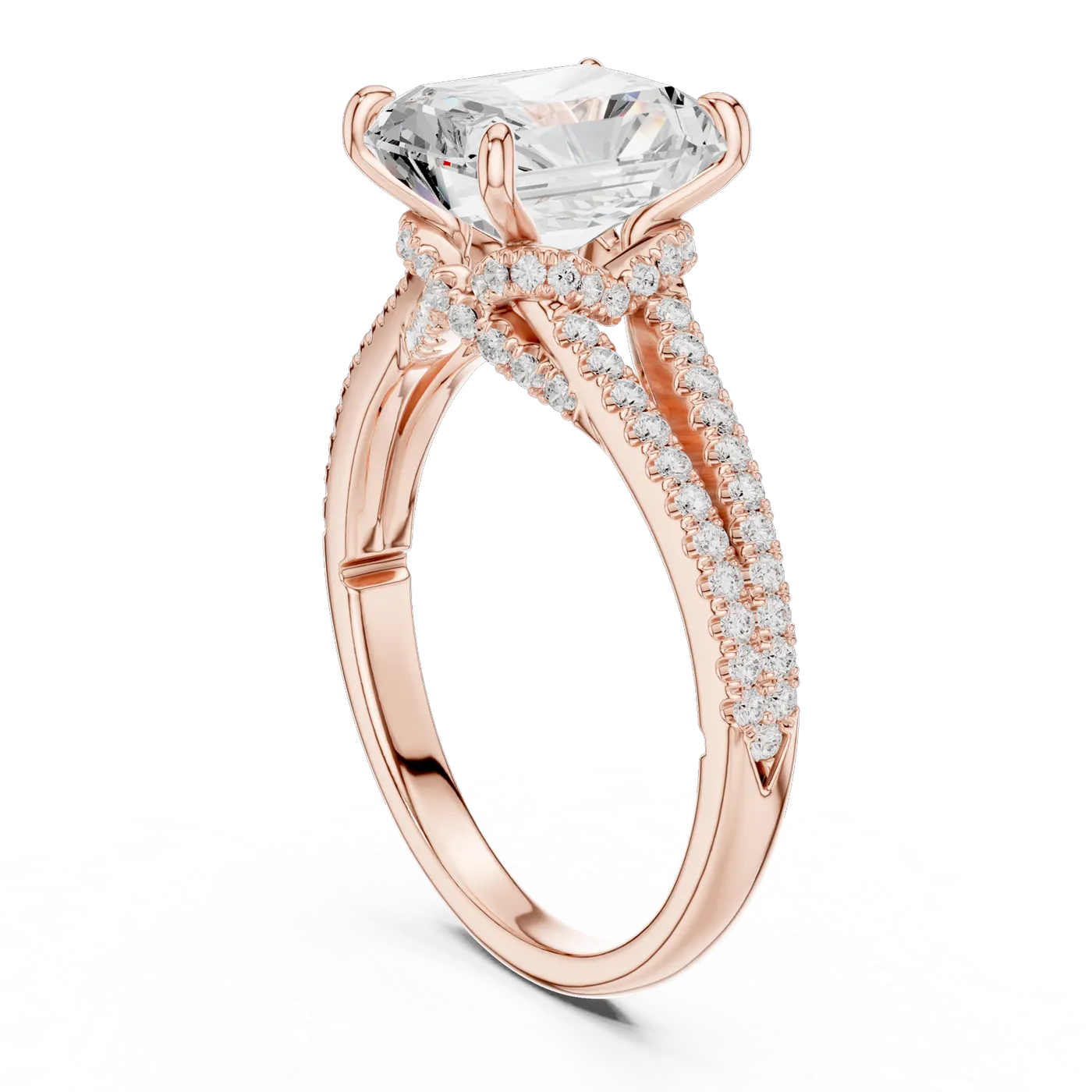 Bague de fiançailles Pivoine 5,86 ct en or rose 18 carats, diamant coussin, vue 1