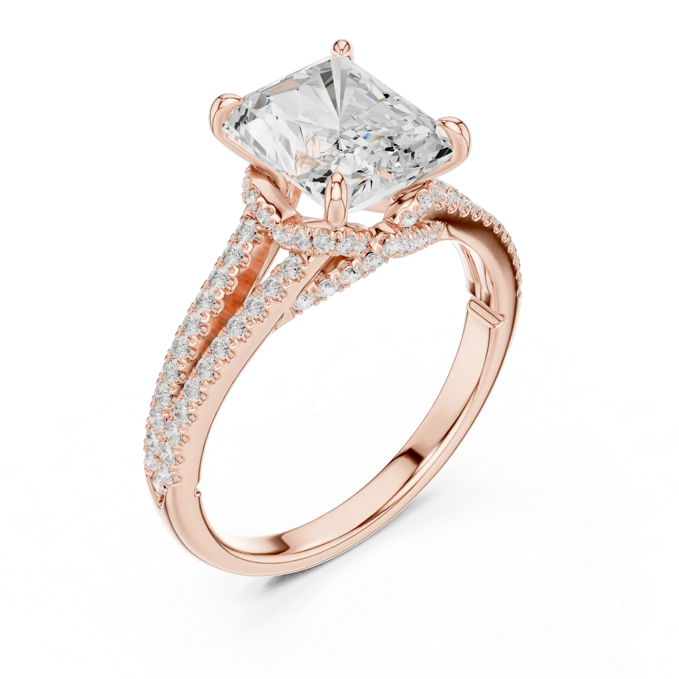 Bague de fiançailles Pivoine 5,86 ct en or rose 18 carats, diamant coussin, vue 2