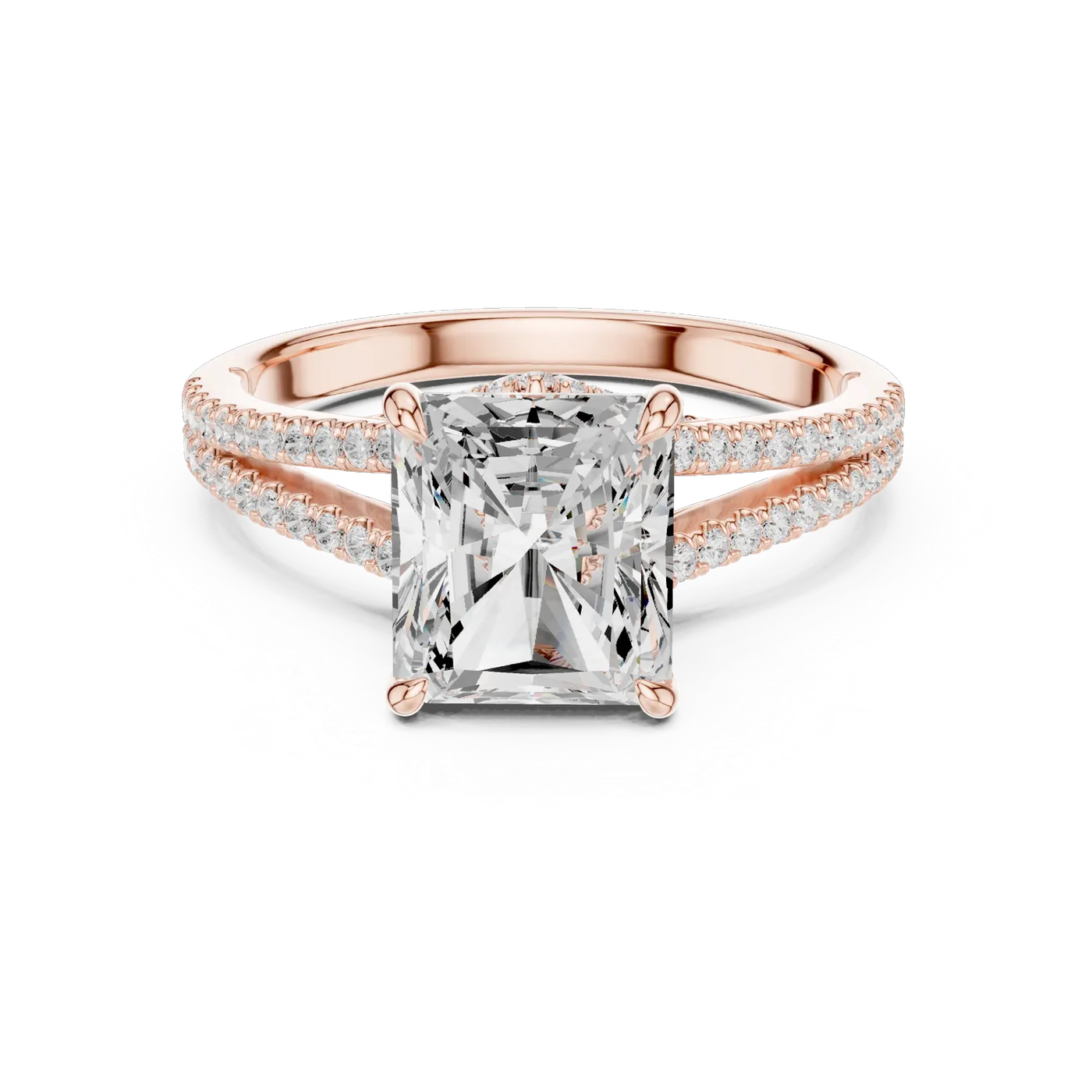 Bague de fiançailles Pivoine 5,86 ct en or rose 18 carats, diamant coussin, vue 4