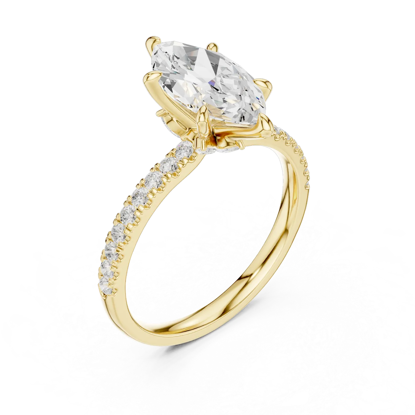 Bague de fiançailles Lys 1,56 ct n°2 en or jaune 18 carats, diamant marquise, vue 2