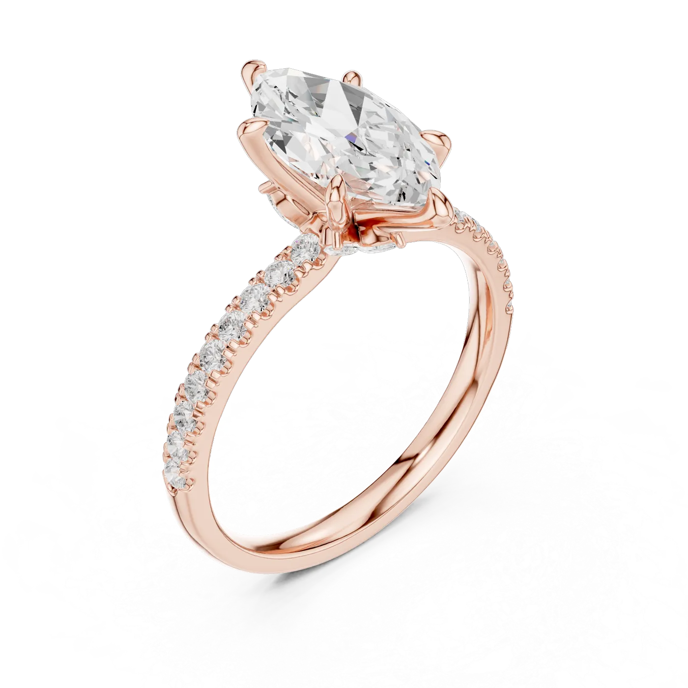 Bague de fiançailles Lys 1,56 ct n°2 en or rose 18 carats, diamant marquise, vue 2