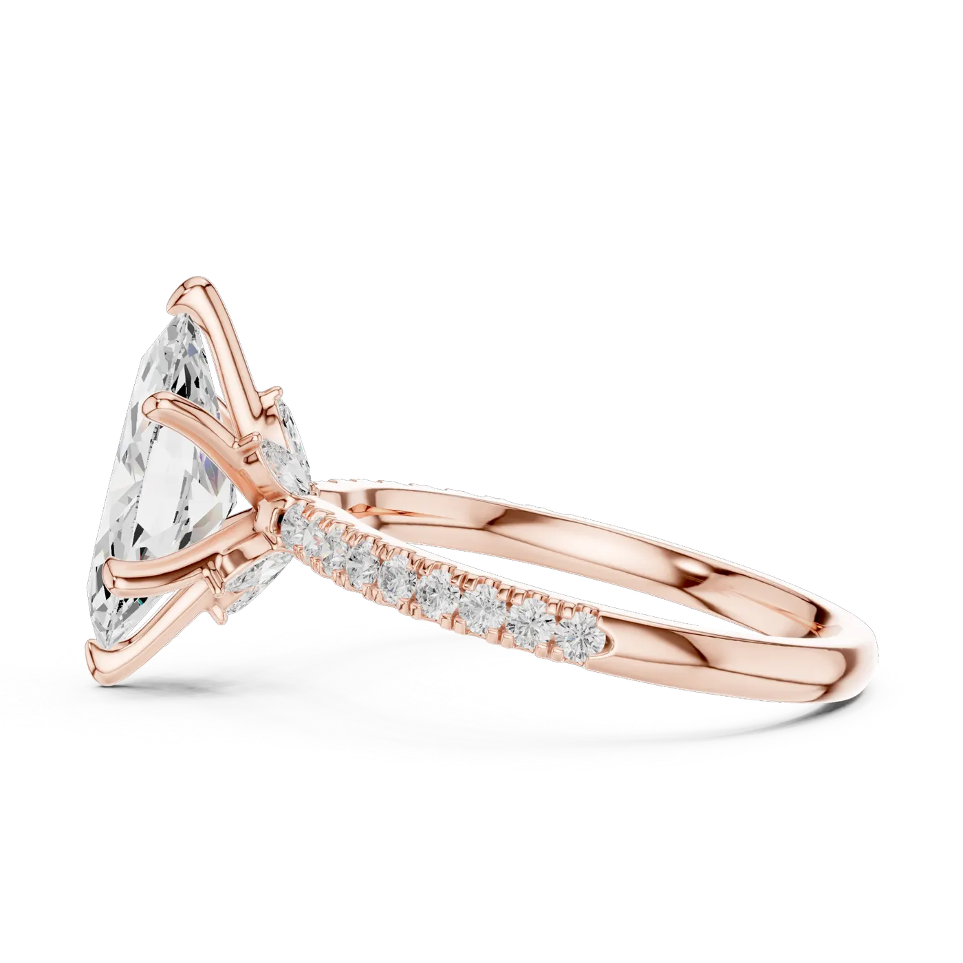 Bague de fiançailles Lys 1,56 ct n°2 en or rose 18 carats, diamant marquise, vue 3