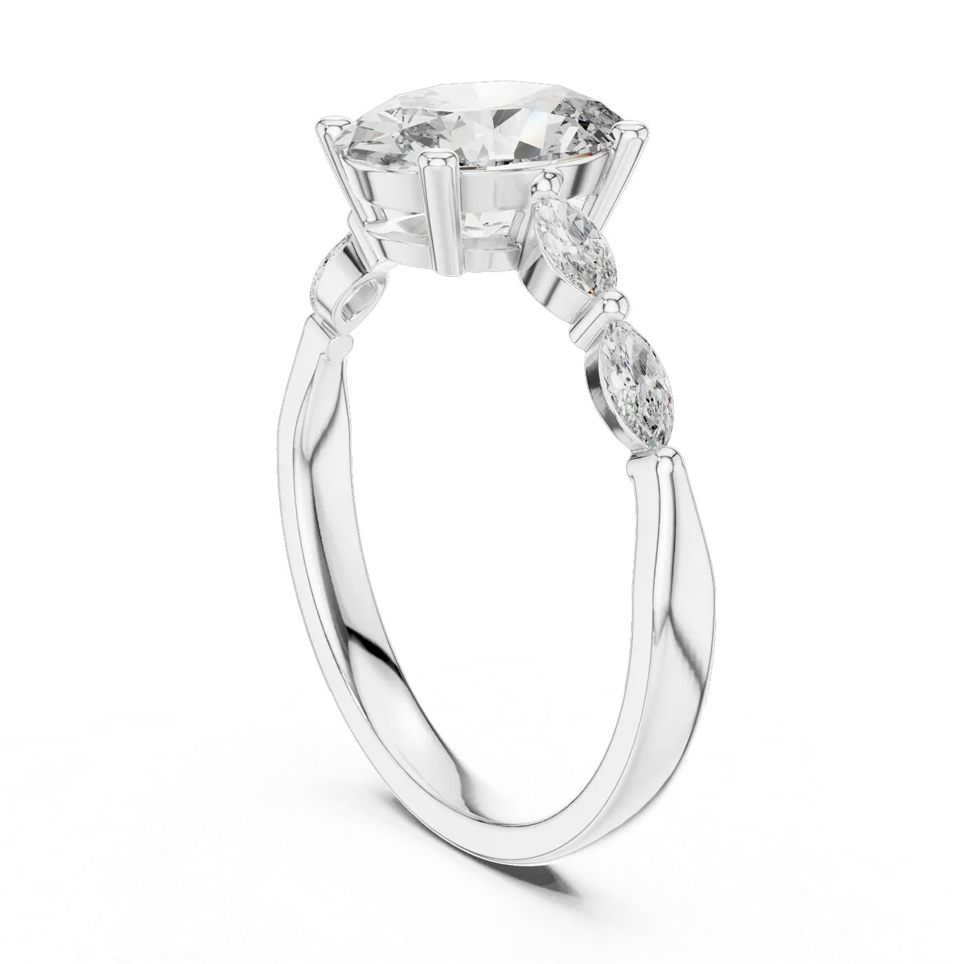 Bague de fiançailles Magnolia 1,28 ct en or blanc 18 carats, diamant ovale, vue 1