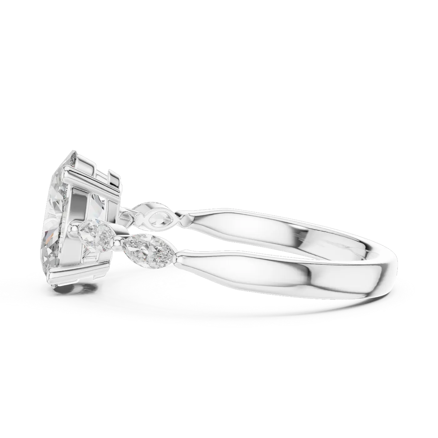Bague de fiançailles Magnolia 1,28 ct en or blanc 18 carats, diamant ovale, vue 3