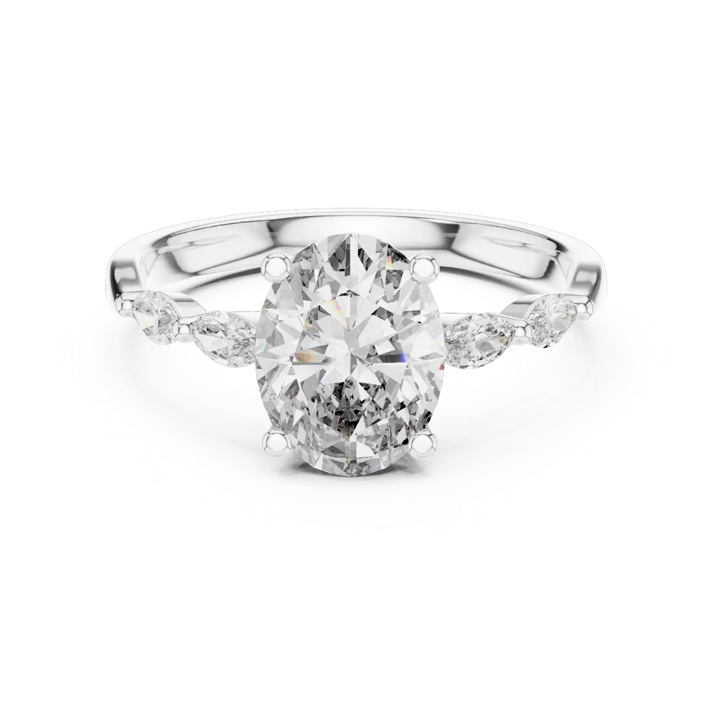 Bague de fiançailles Magnolia 1,28 ct en or blanc 18 carats, diamant ovale, vue 4