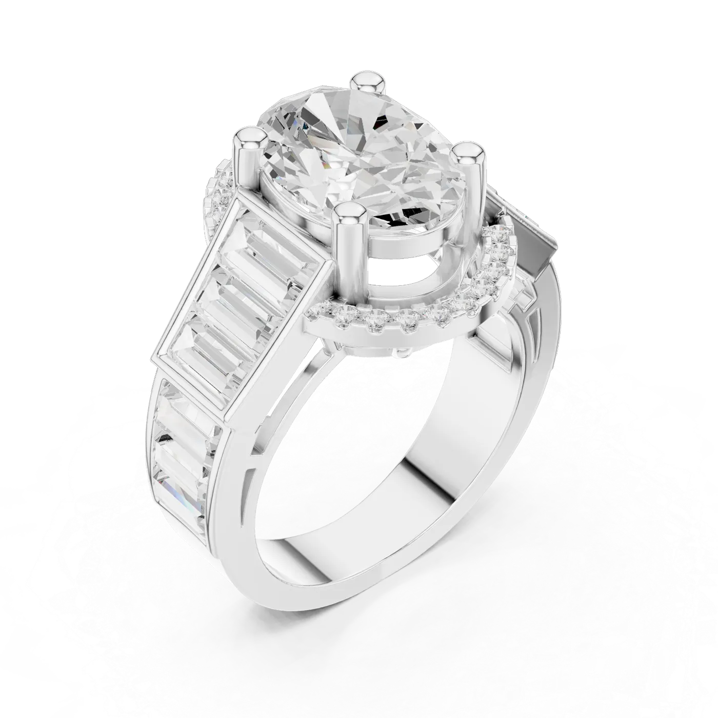 Bague de fiançailles Magnolia 3,12 ct en or blanc 18 carats, diamant ovale, vue 2