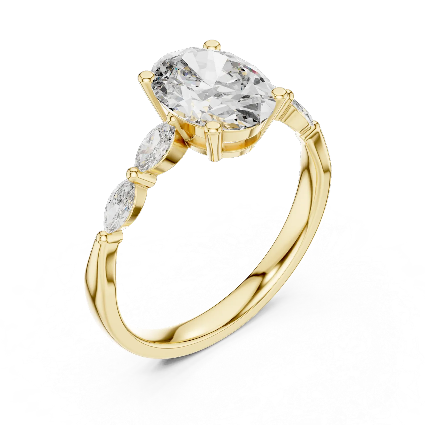 Bague de fiançailles Magnolia 1,28 ct en or jaune 18 carats, diamant ovale, vue 2