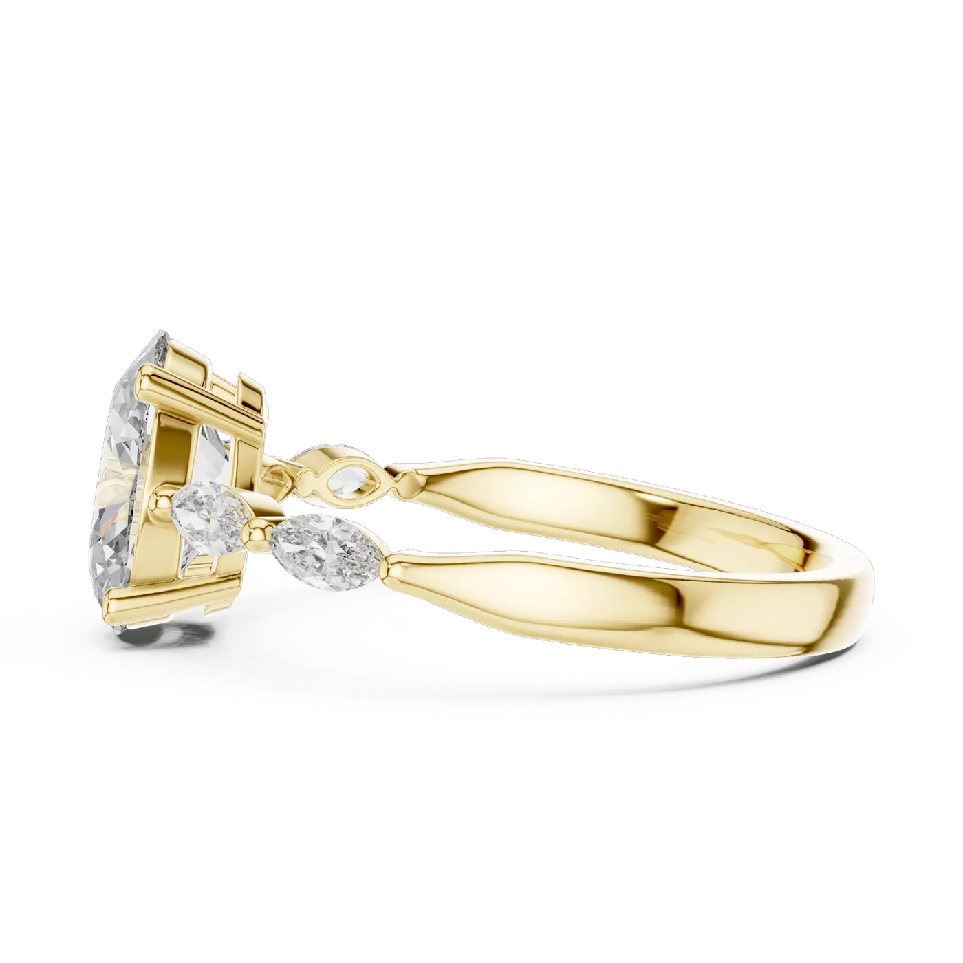 Bague de fiançailles Magnolia 1,28 ct en or jaune 18 carats, diamant ovale, vue 3