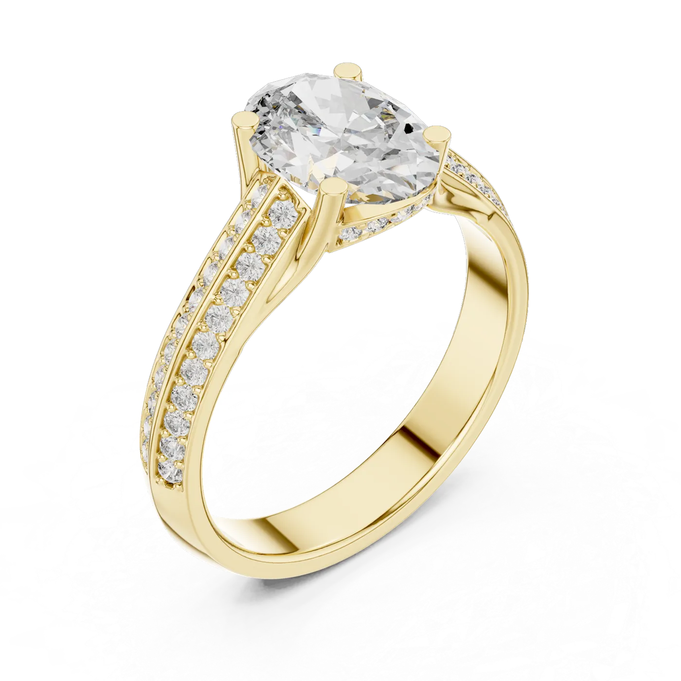 Bague de fiançailles Magnolia 1,51 ct n°2 en or jaune 18 carats, diamant ovale, vue 2