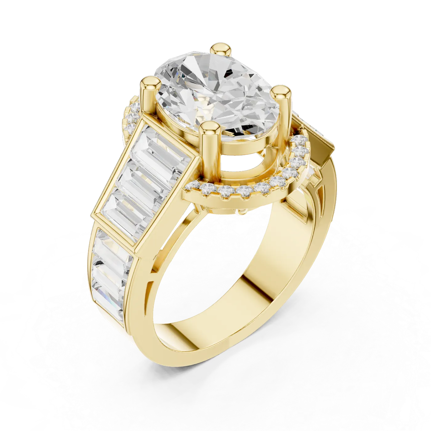 Bague de fiançailles Magnolia 3,12 ct en or jaune 18 carats, diamant ovale, vue 2