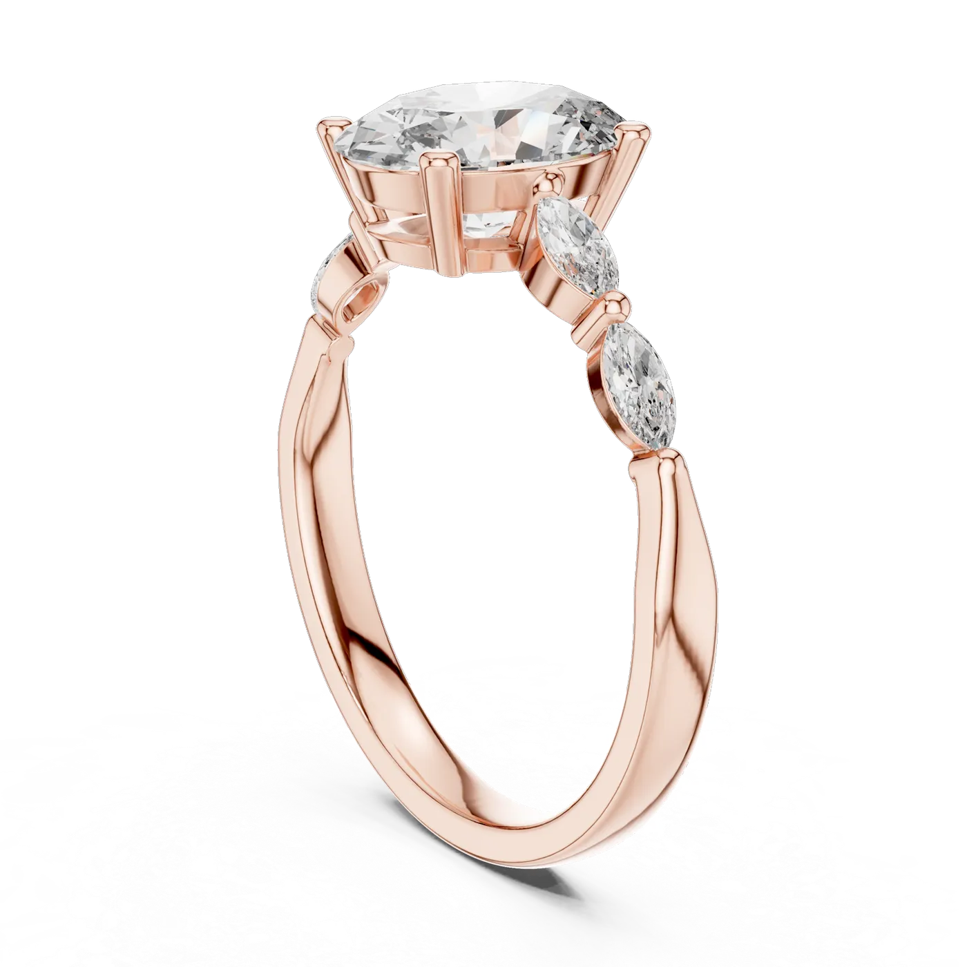 Bague de fiançailles Magnolia 1,28 ct en or rose 18 carats, diamant ovale, vue 1