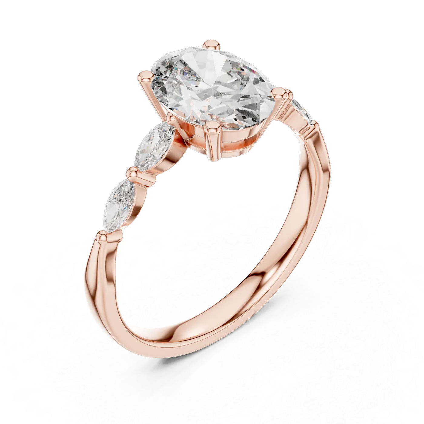 Bague de fiançailles Magnolia 1,28 ct en or rose 18 carats, diamant ovale, vue 2