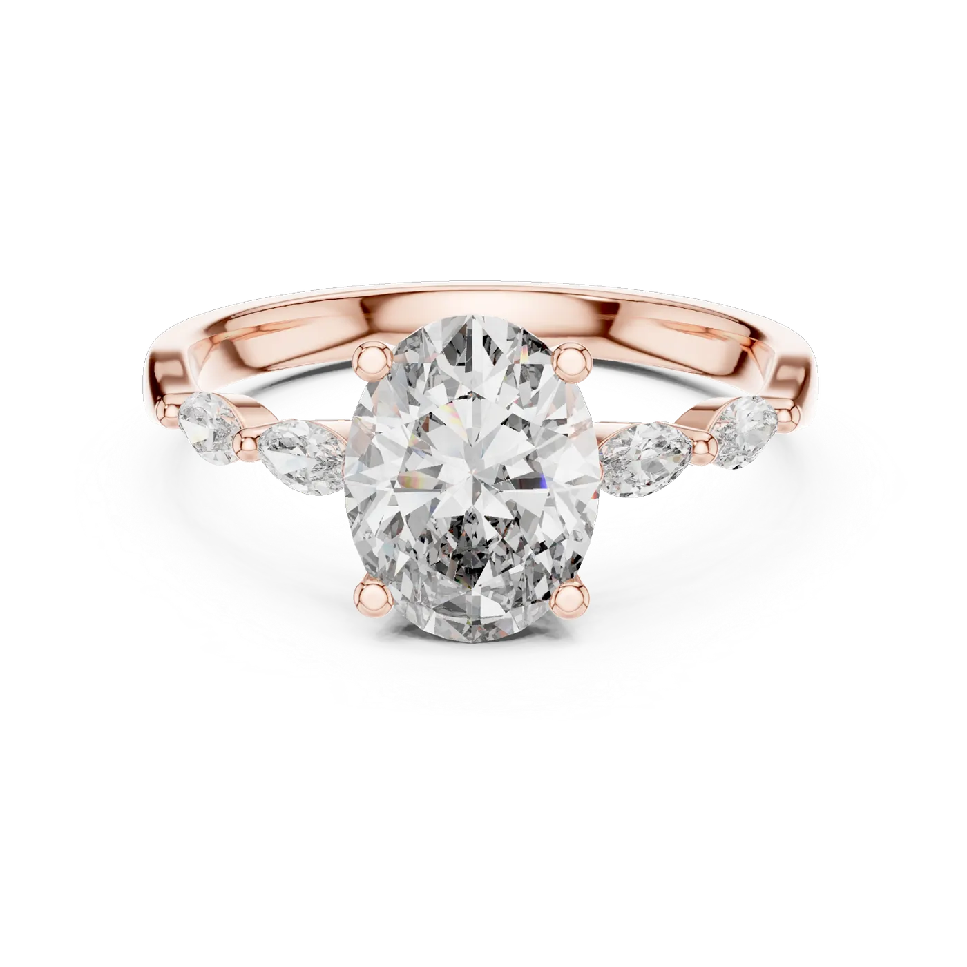 Bague de fiançailles Magnolia 1,28 ct en or rose 18 carats, diamant ovale, vue 4