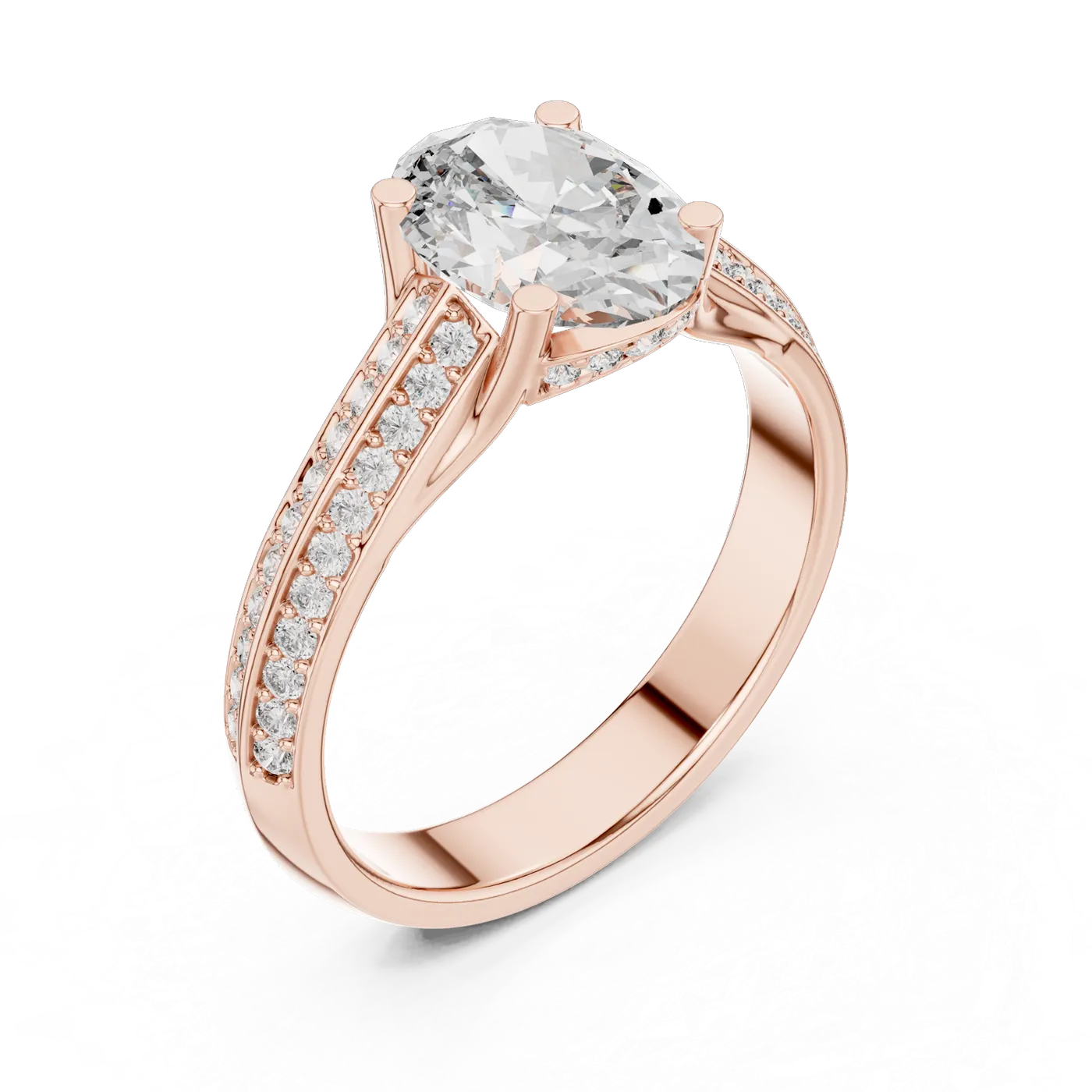 Bague de fiançailles Magnolia 1,51 ct n°2 en or rose 18 carats, diamant ovale, vue 2