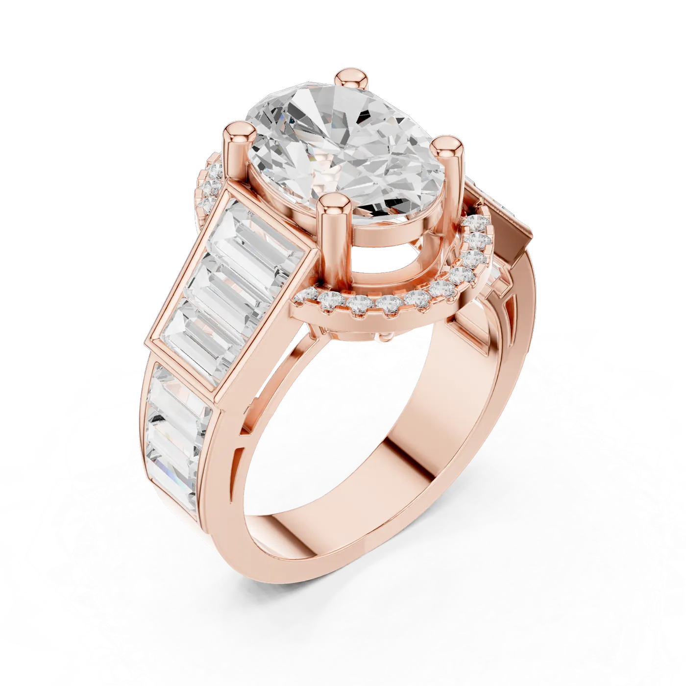Bague de fiançailles Magnolia 3,12 ct en or rose 18 carats, diamant ovale, vue 2