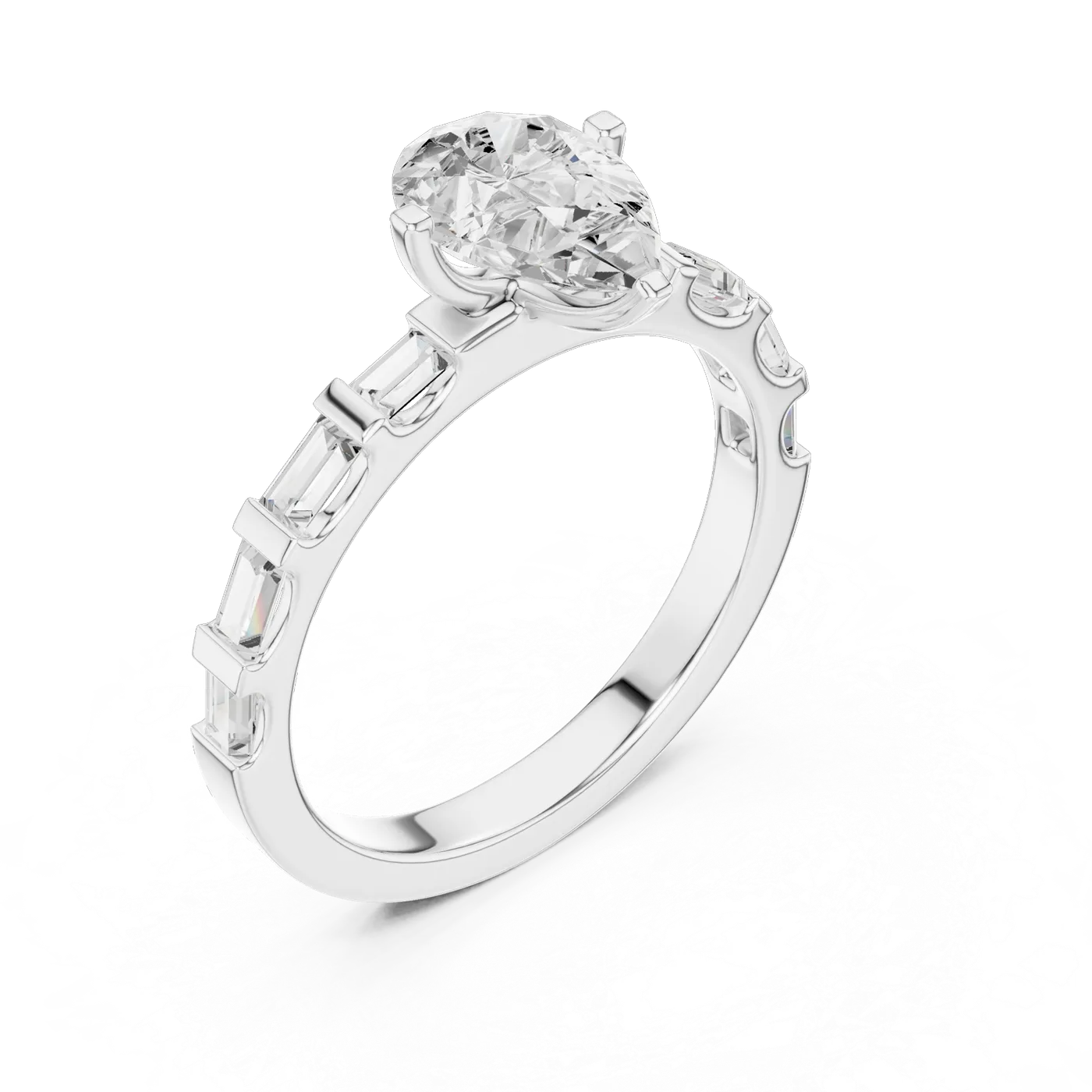Bague de fiançailles Dahlia 0,96 ct en or blanc 18 carats, diamant poire, vue 2