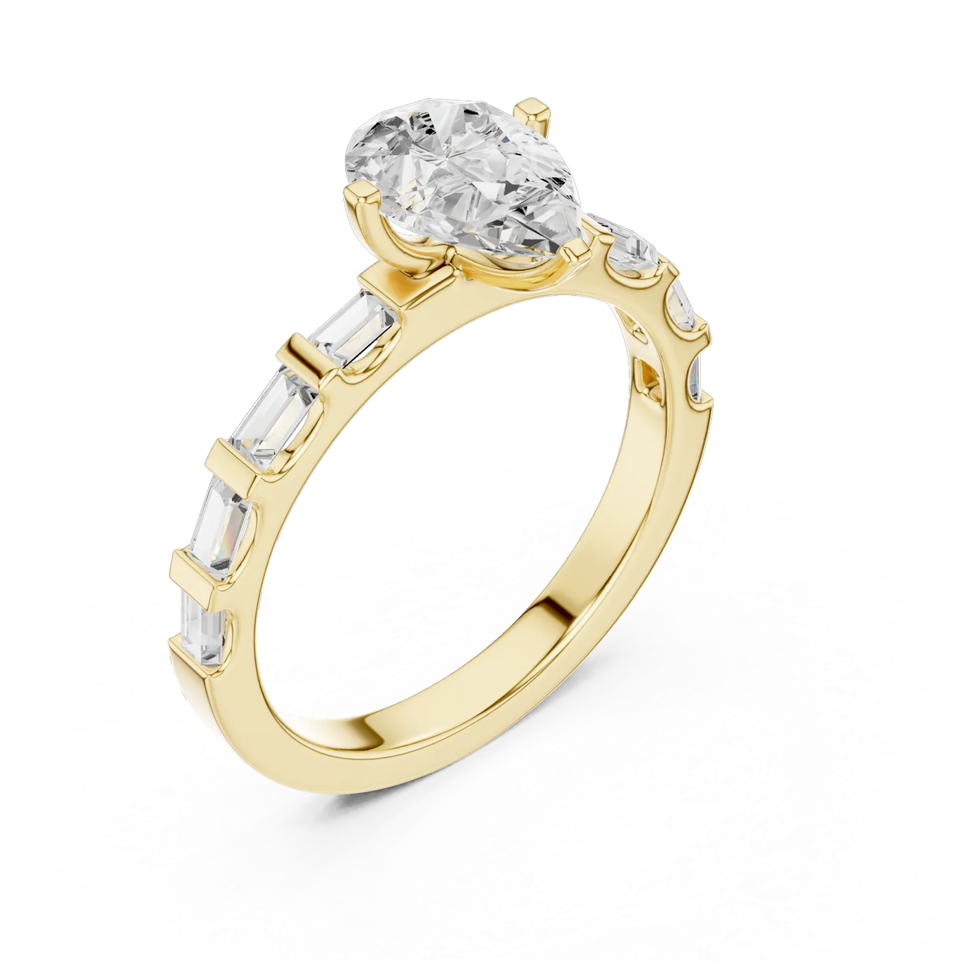 Bague de fiançailles Dahlia 0,96 ct en or jaune 18 carats, diamant poire, vue 2