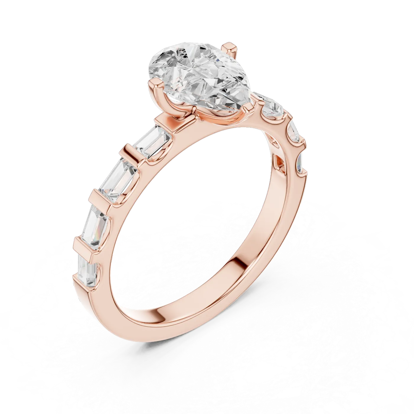 Bague de fiançailles Dahlia 0,96 ct en or rose 18 carats, diamant poire, vue 2