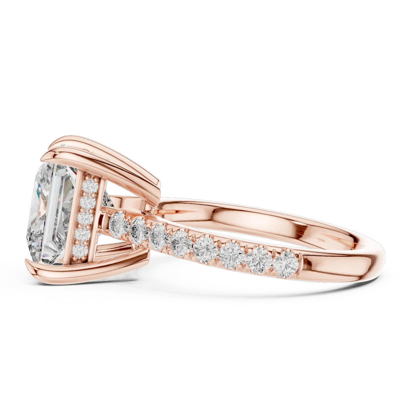 Bague de fiançailles Camélia 4,04 ct en or rose 18 carats, diamant princesse, vue 3