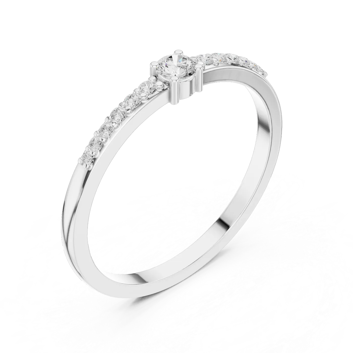 Bague de fiançailles Marguerite 0,08 ct en or blanc 18 carats, diamant rond, vue 2
