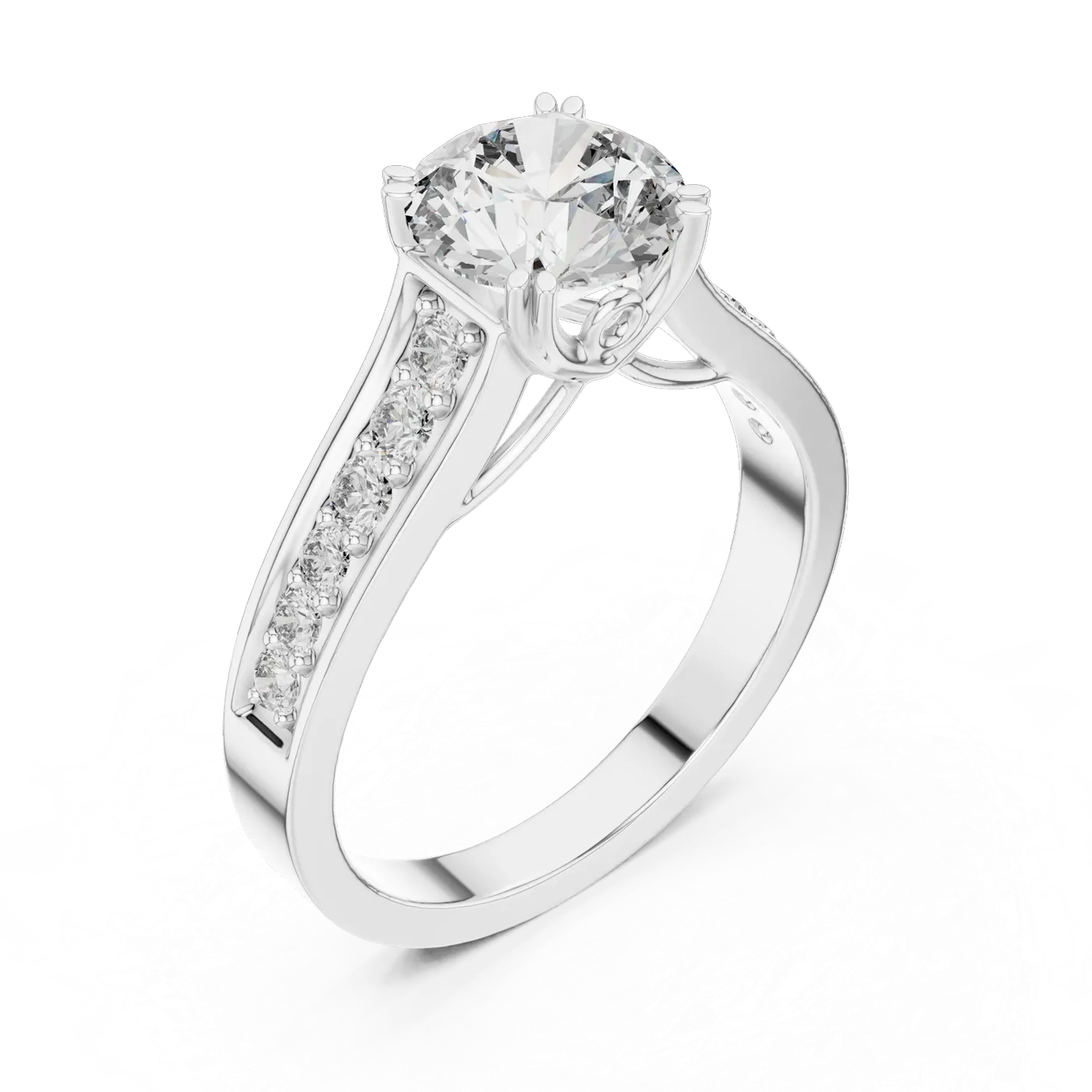 Bague de fiançailles Marguerite 1,35 ct en or blanc 18 carats, diamant rond, vue 2
