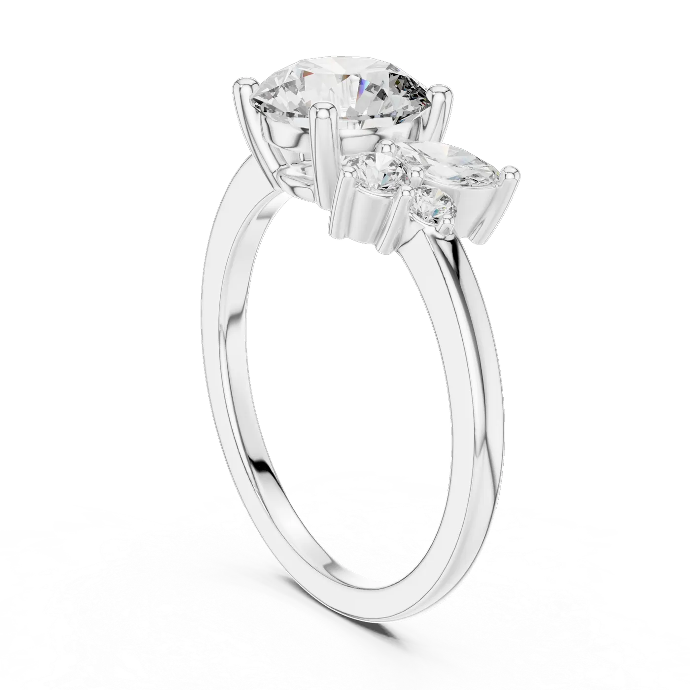 Bague de fiançailles Marguerite 1,46 ct en or blanc 18 carats, diamant rond, vue 1