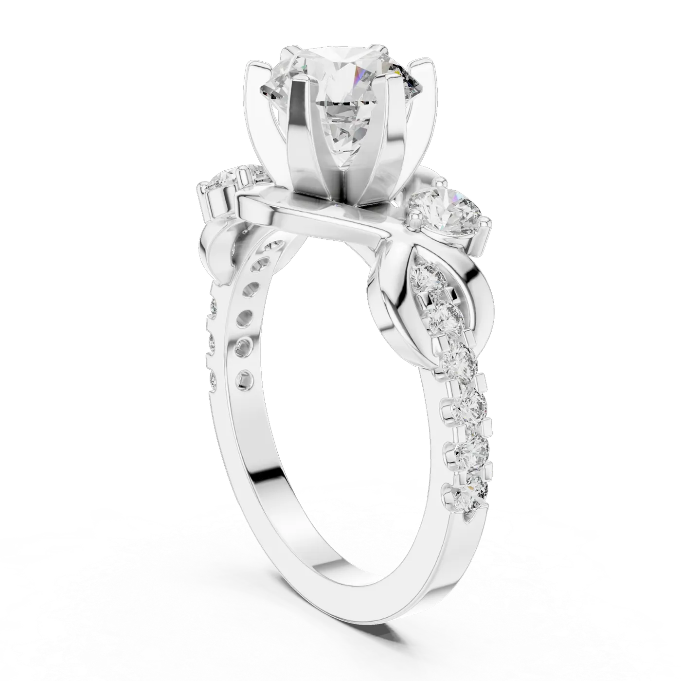 Bague de fiançailles Marguerite 1,46 ct n°3 en or blanc 18 carats, diamant rond, vue 1