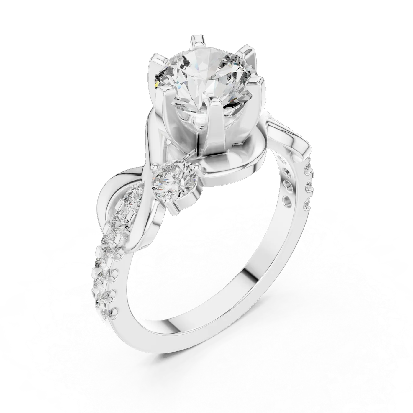 Bague de fiançailles Marguerite 1,46 ct n°3 en or blanc 18 carats, diamant rond, vue 2