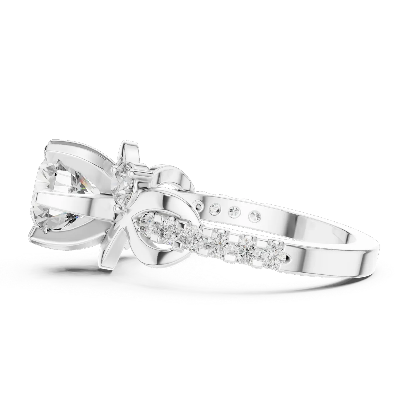 Bague de fiançailles Marguerite 1,46 ct n°3 en or blanc 18 carats, diamant rond, vue 3