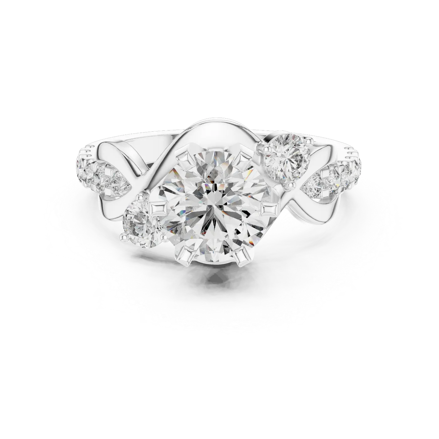 Bague de fiançailles Marguerite 1,46 ct n°3 en or blanc 18 carats, diamant rond, vue 4