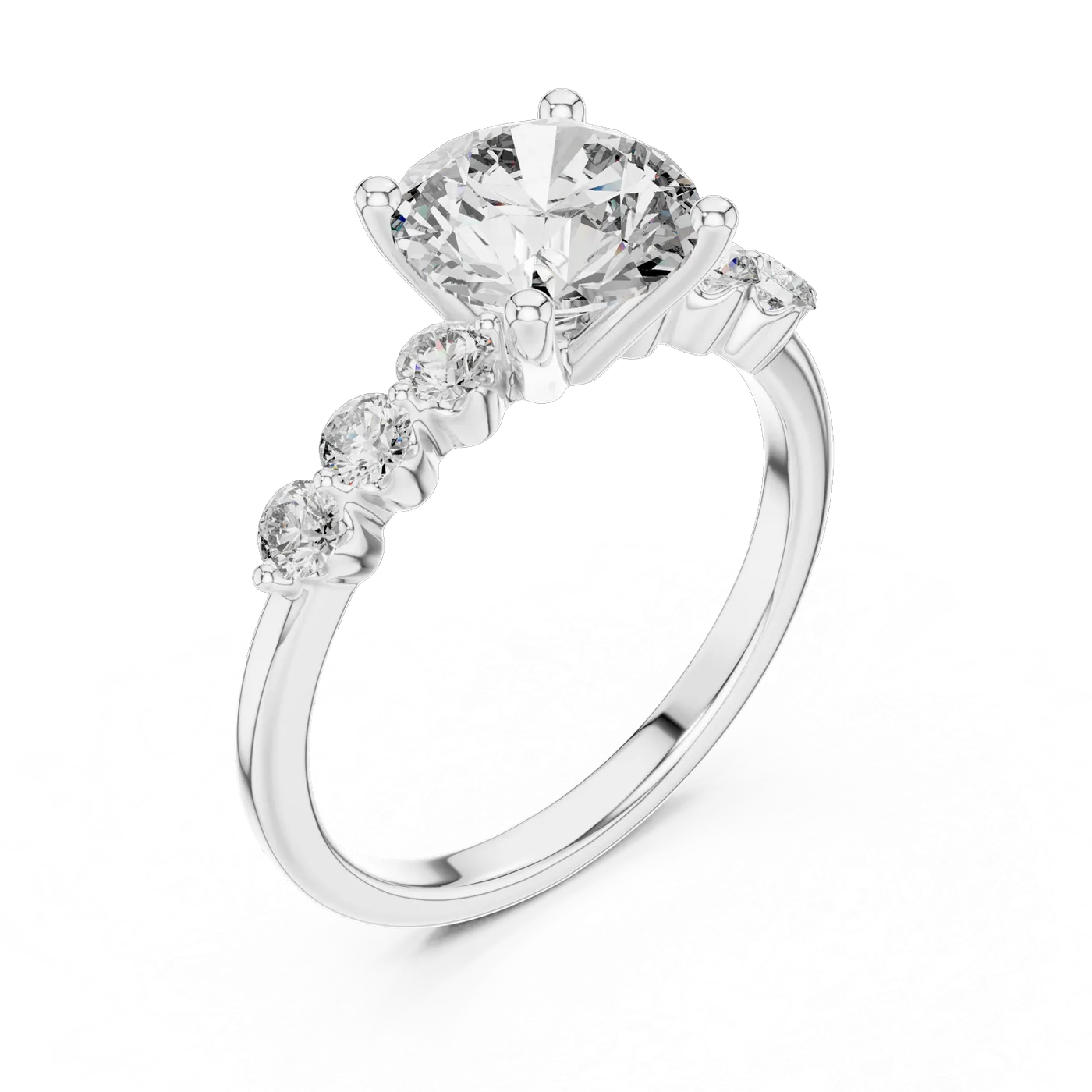 Bague de fiançailles Marguerite 1,92 ct en or blanc 18 carats, diamant rond, vue 2