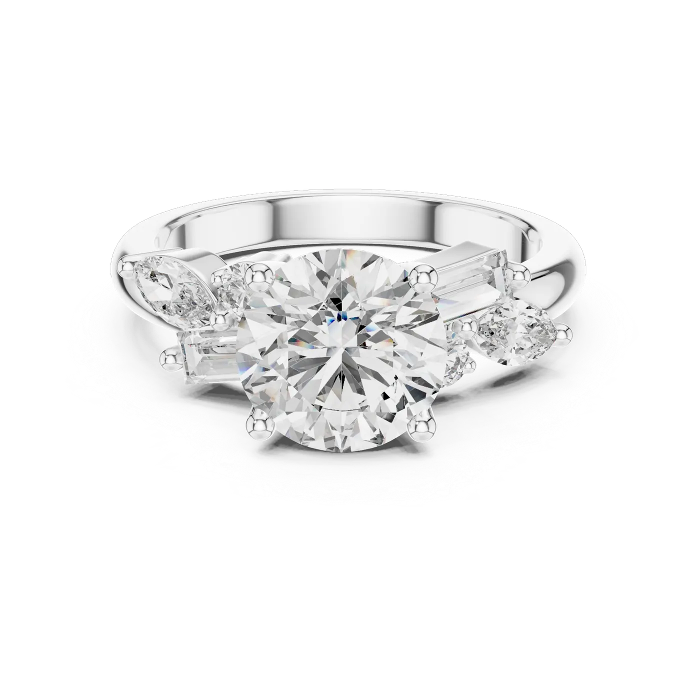 Bague de fiançailles Marguerite 2,07 ct en or blanc 18 carats, diamant rond, vue 2