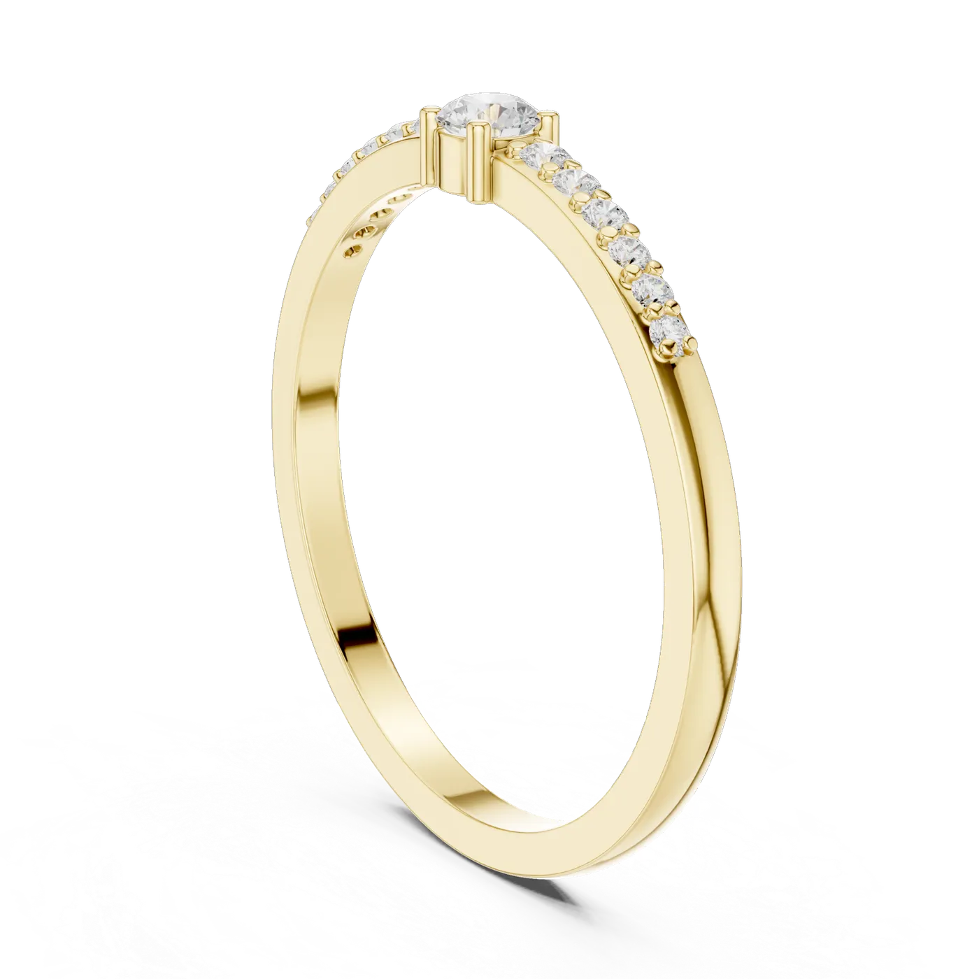 Bague de fiançailles Marguerite 0,08 ct en or jaune 18 carats, diamant rond, vue 1