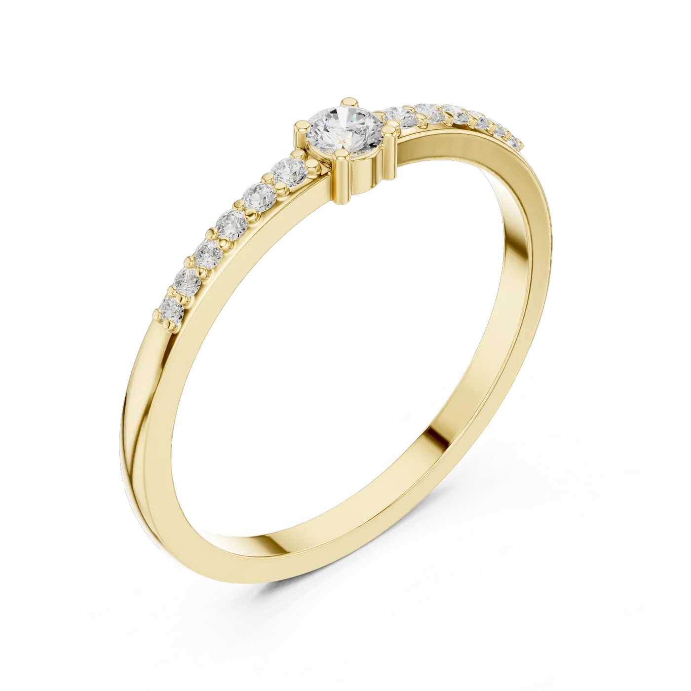 Bague de fiançailles Marguerite 0,08 ct en or jaune 18 carats, diamant rond, vue 2