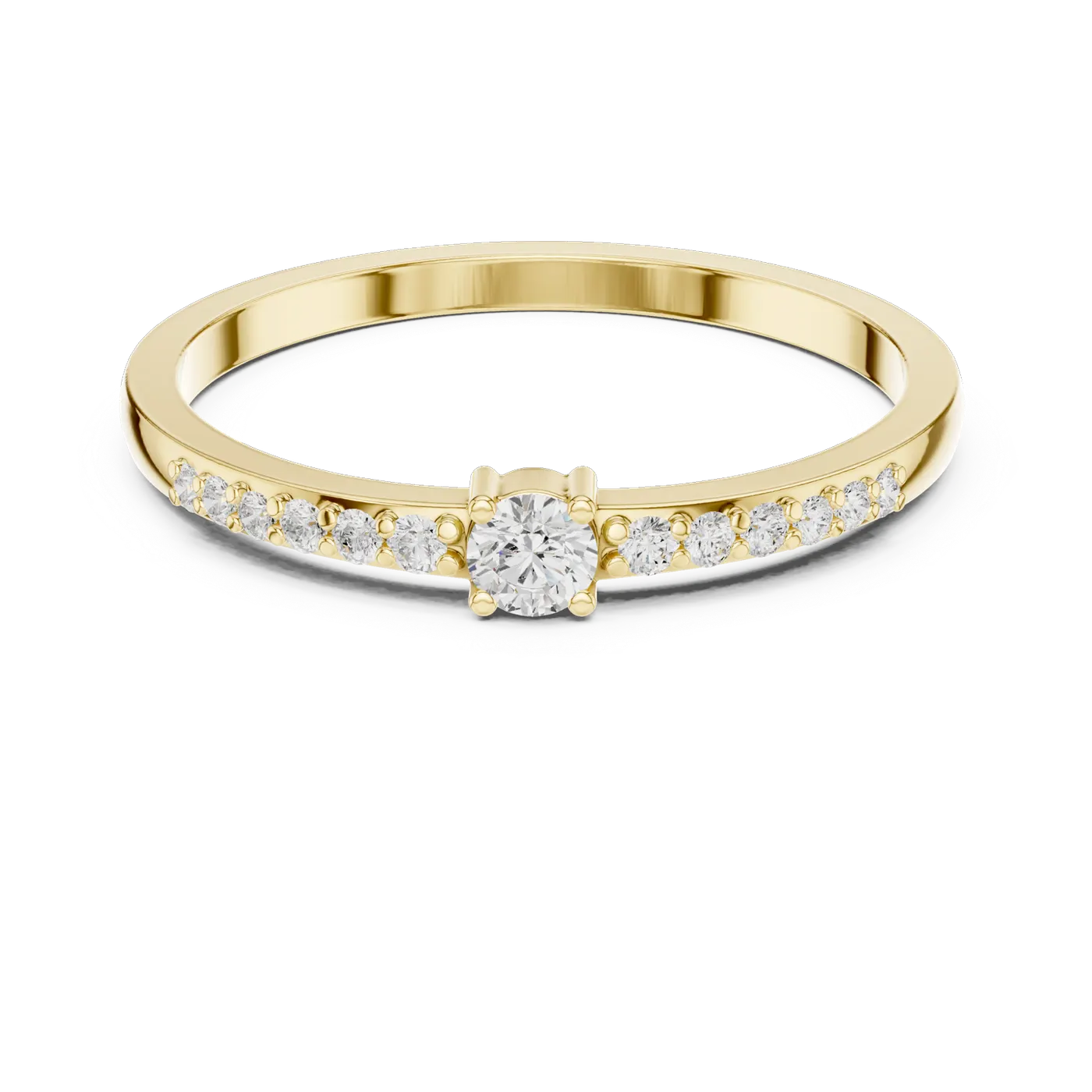 Bague de fiançailles Marguerite 0,08 ct en or jaune 18 carats, diamant rond, vue 4