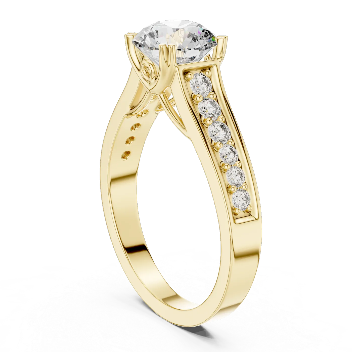 Bague de fiançailles Marguerite 1,35 ct en or jaune 18 carats, diamant rond, vue 1