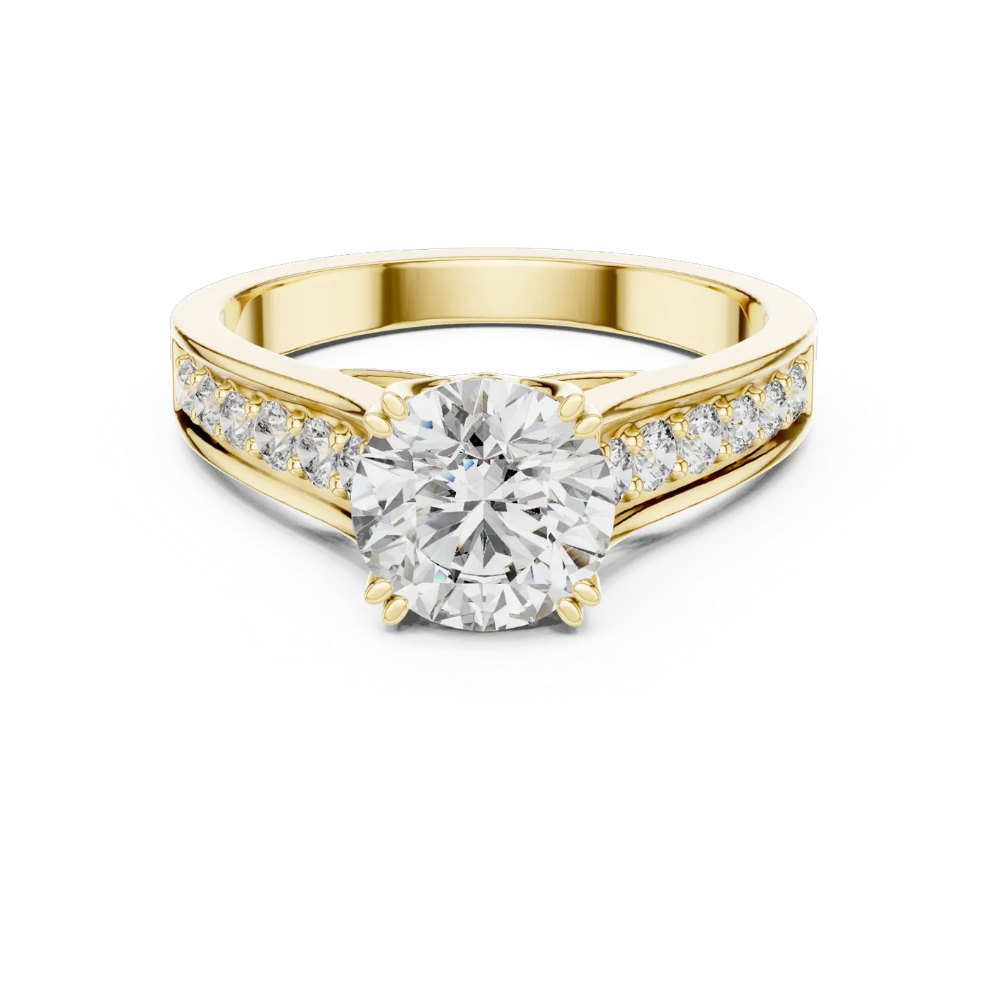Bague de fiançailles Marguerite 1,35 ct en or jaune 18 carats, diamant rond, vue 4