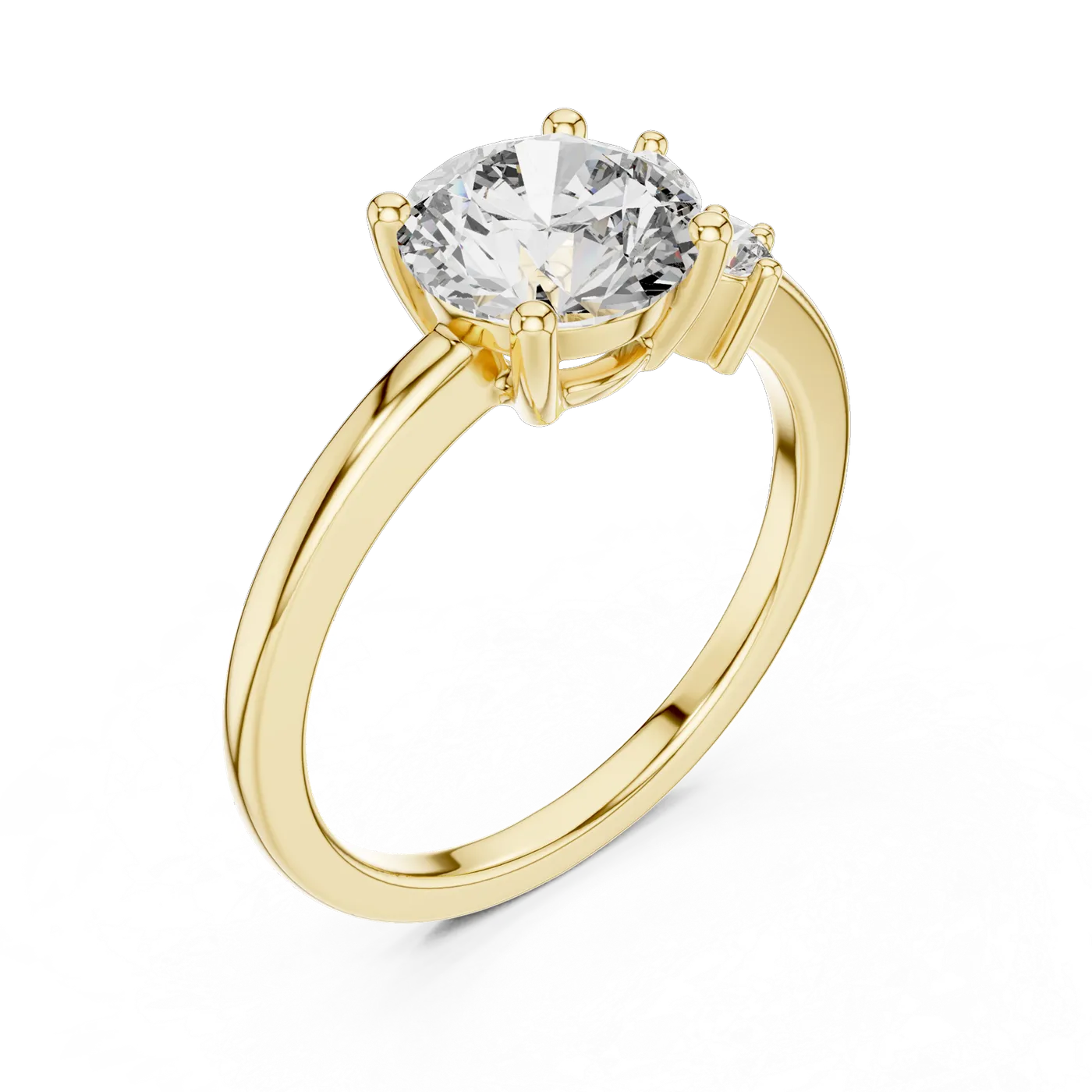Bague de fiançailles Marguerite 1,46 ct en or jaune 18 carats, diamant rond, vue 2