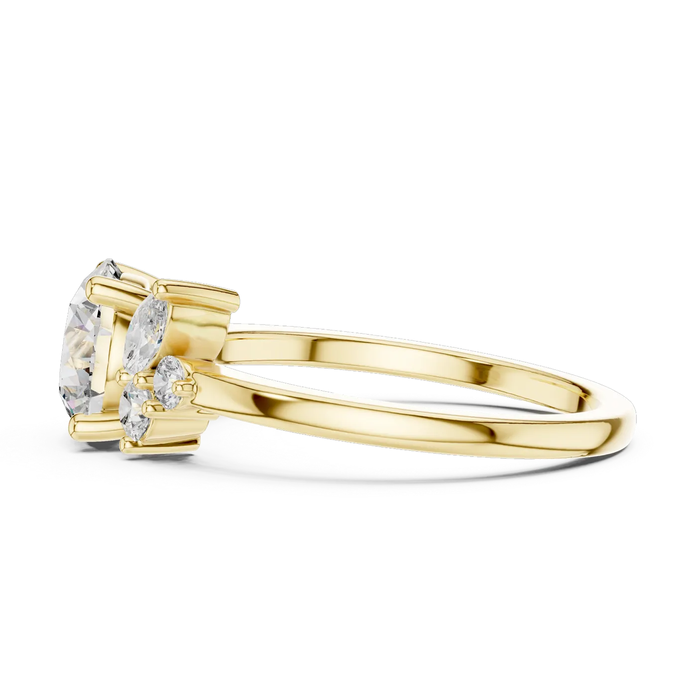 Bague de fiançailles Marguerite 1,46 ct en or jaune 18 carats, diamant rond, vue 3