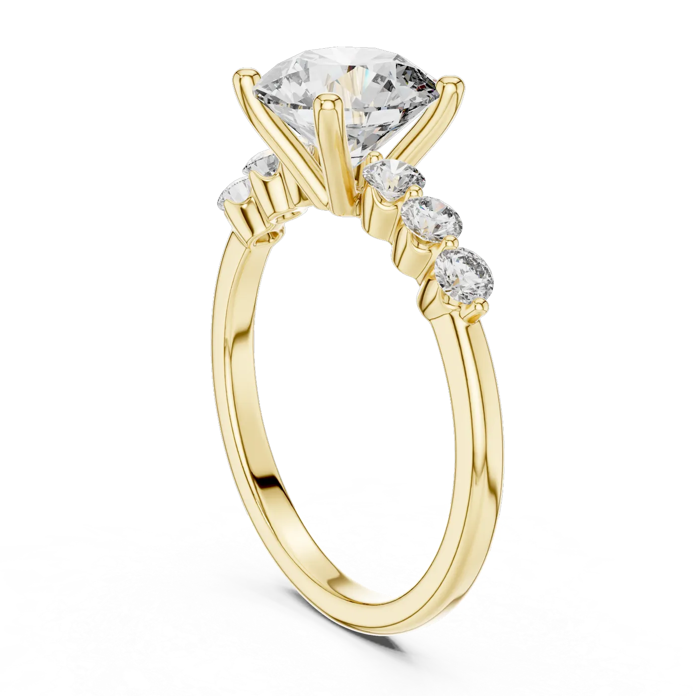 Bague de fiançailles Marguerite 1,92 ct en or jaune 18 carats, diamant rond, vue 1