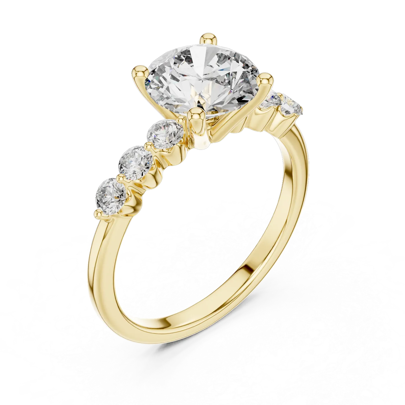 Bague de fiançailles Marguerite 1,92 ct en or jaune 18 carats, diamant rond, vue 2