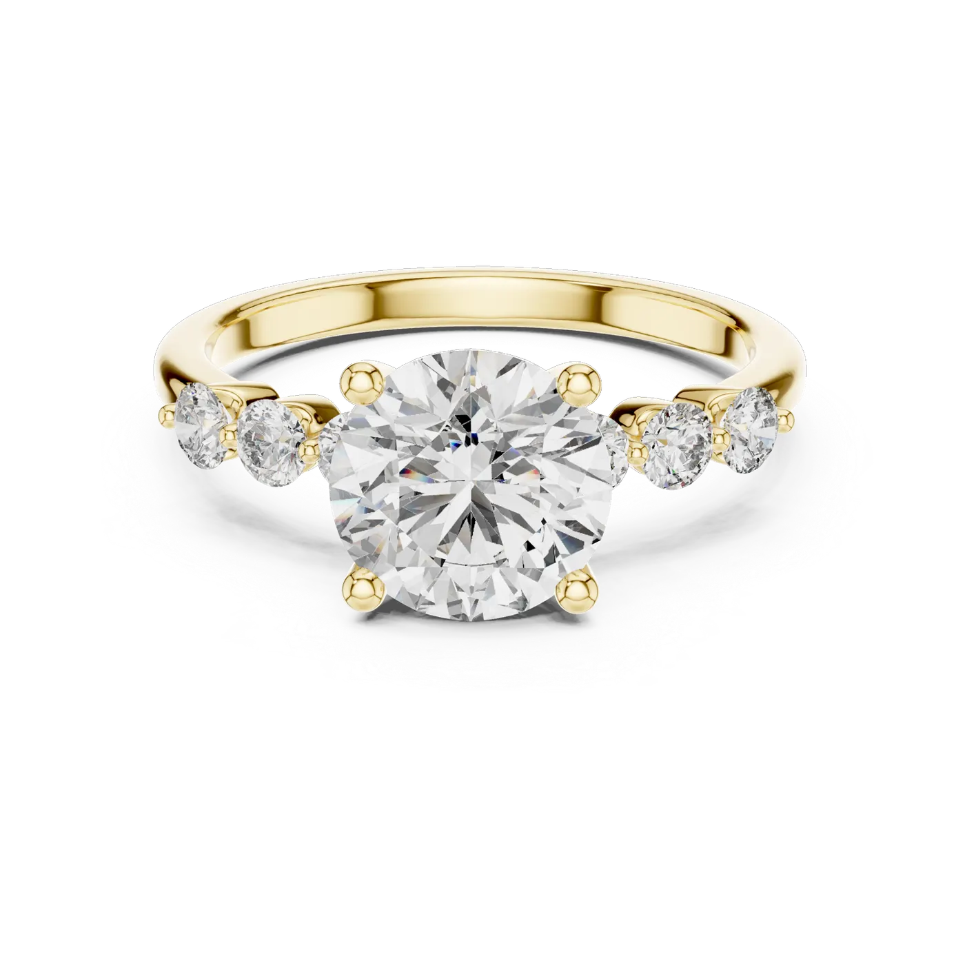 Bague de fiançailles Marguerite 1,92 ct en or jaune 18 carats, diamant rond, vue 4