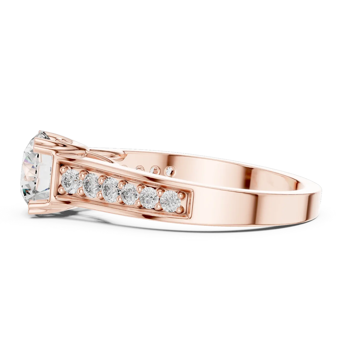 Bague de fiançailles Marguerite 1,35 ct en or rose 18 carats, diamant rond, vue 3
